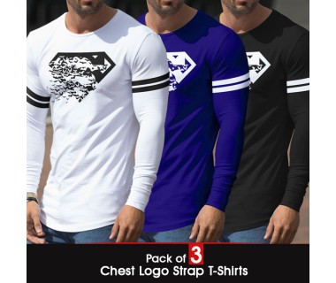 Pack of 3 Chest Logo Strap T-shirts